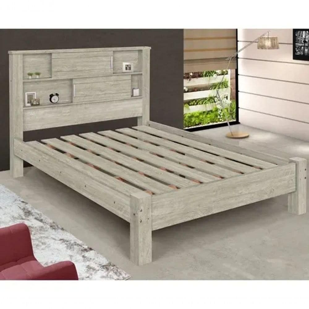 Cama Casal Cabeceira Com Nichos E Portas Veneza Artico Carmolar