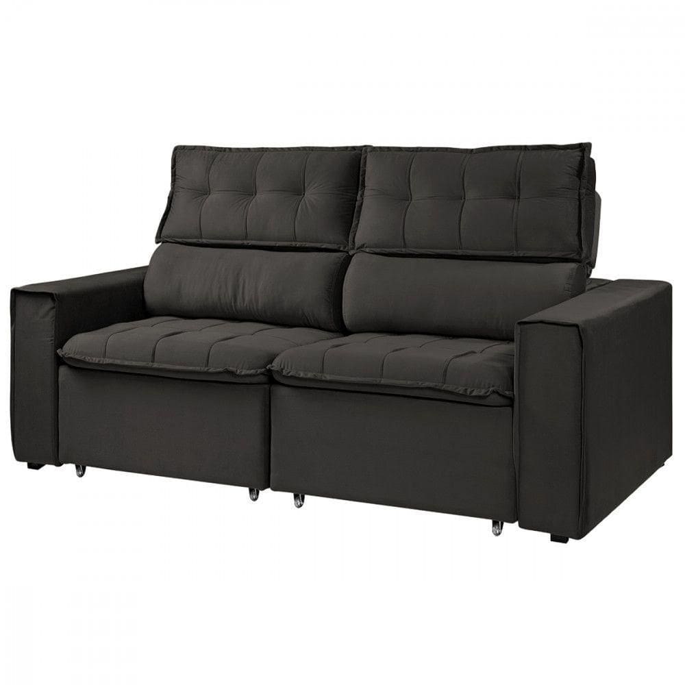 Sofá Para Sala Reclinavel Estofado Cancún 200cm Veludo Marrom