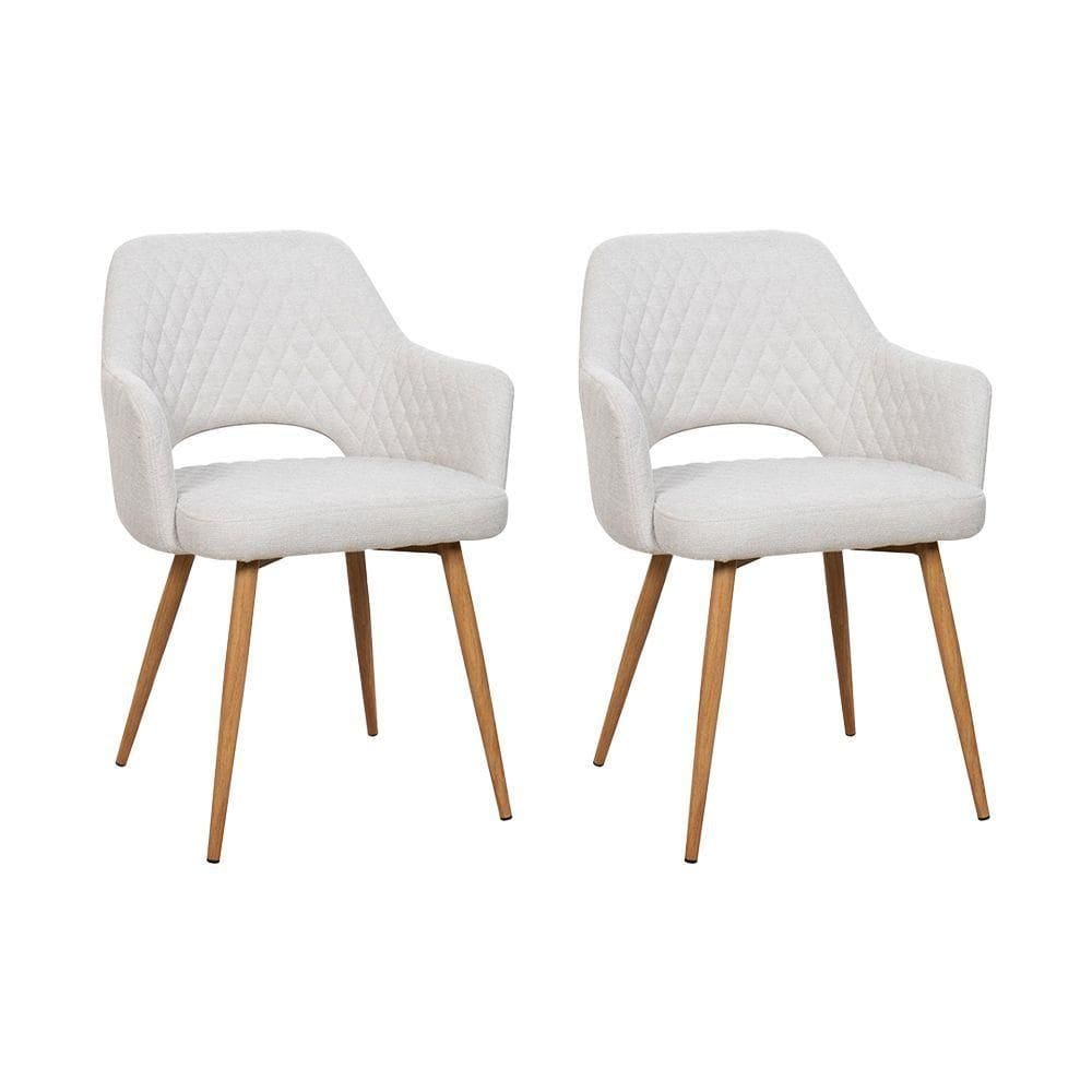 Kit 2 Cadeiras De Jantar Dakota Estrutura Aço Carbono Laminado Natural Com Estofado Linho Cru