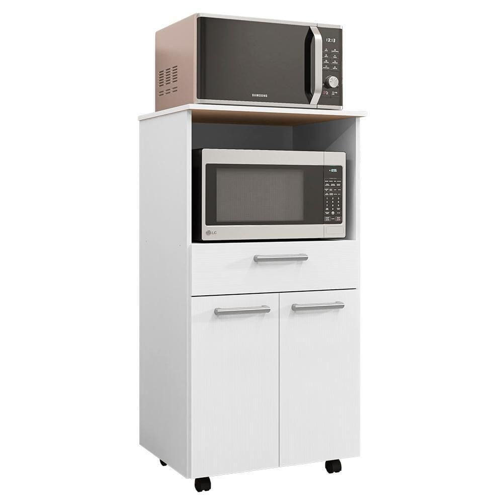 Balcao Para Forno E Microondas 118x61 Cm Duetto Ktp Branco Supremo