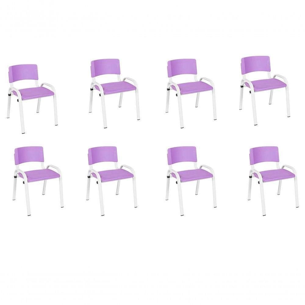 Kit 8 Cadeiras Infantil Iso, , Base Branco- Lilas