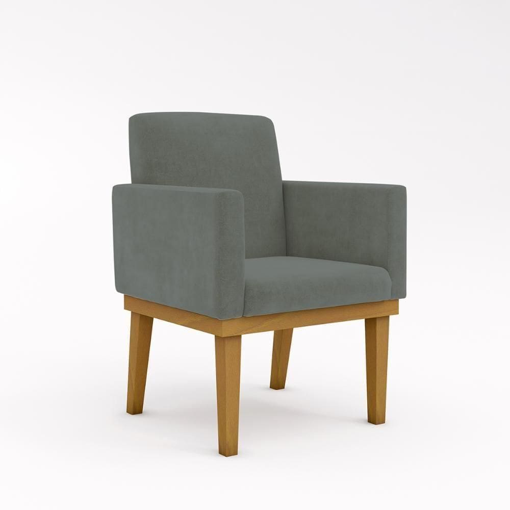 Poltrona Decorativa Com Base Reforçada Sala Quarto Jl Decor Cinza