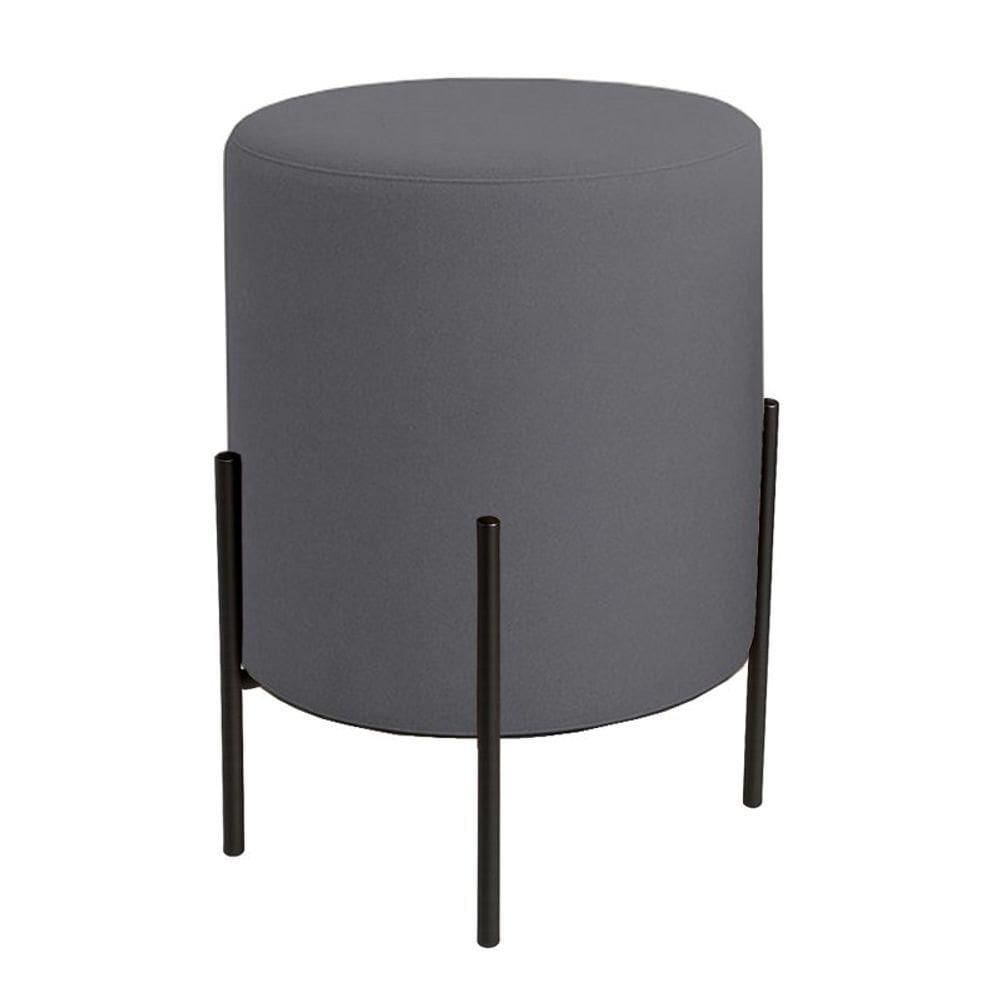 Puff Orgânico Boucle Thor Com Pés De Ferro Preto Cinza Escuro