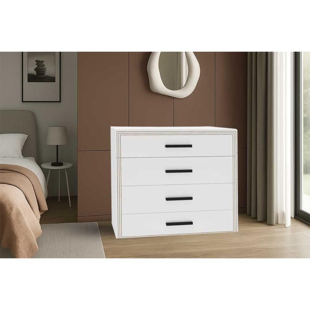 Cômoda Casal Valência c/ 4 Gavetas Branco - Politorno