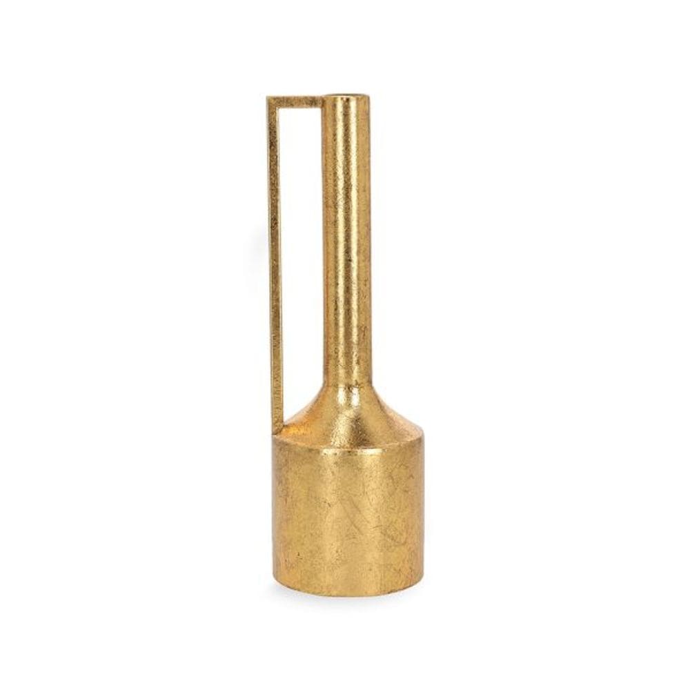 Vaso Em Metal Dourado Com Alça 40Cm