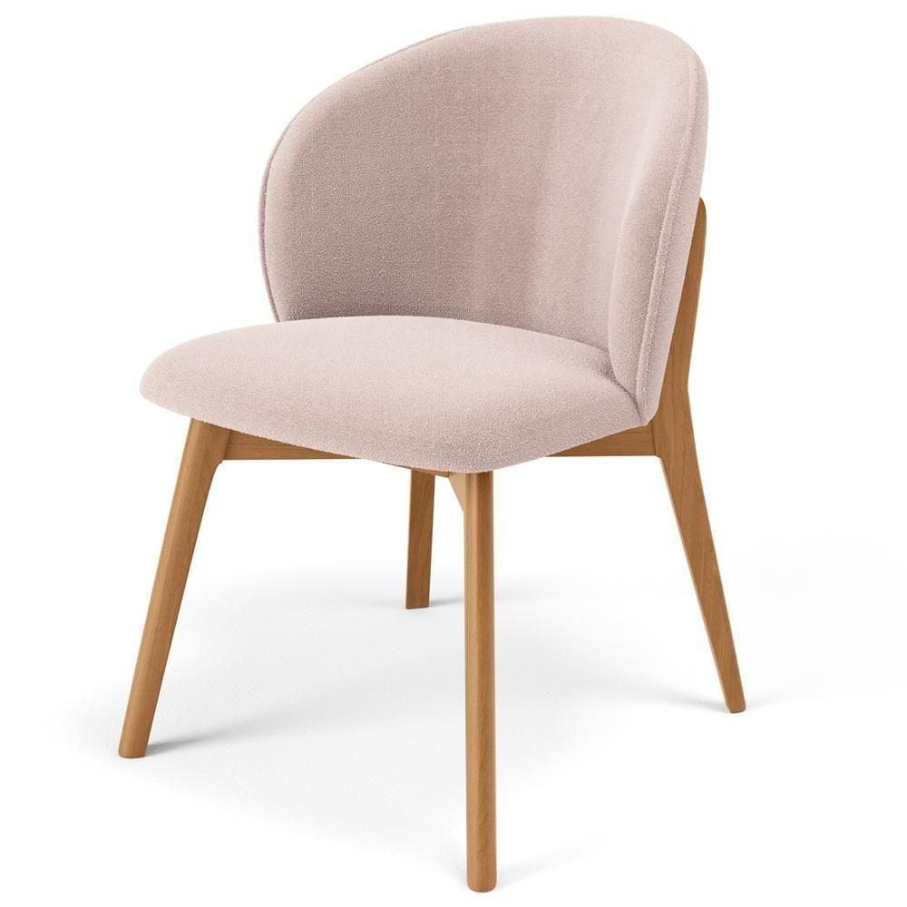 Cadeira De Jantar E Estar Living Estofada Mia L02 Bouclê Rosê - Lyam Decor