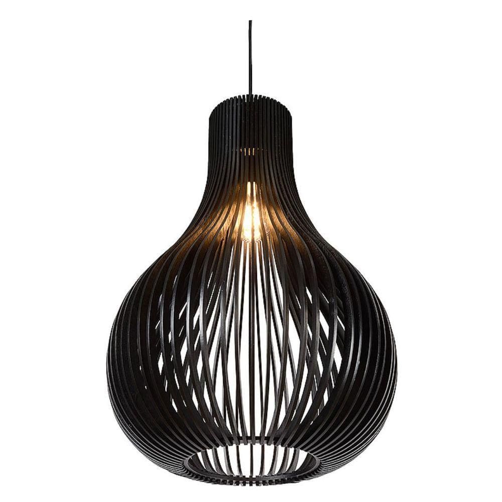 Luminária Teto Tipo Pendente Madri Mdf Completa - Preta