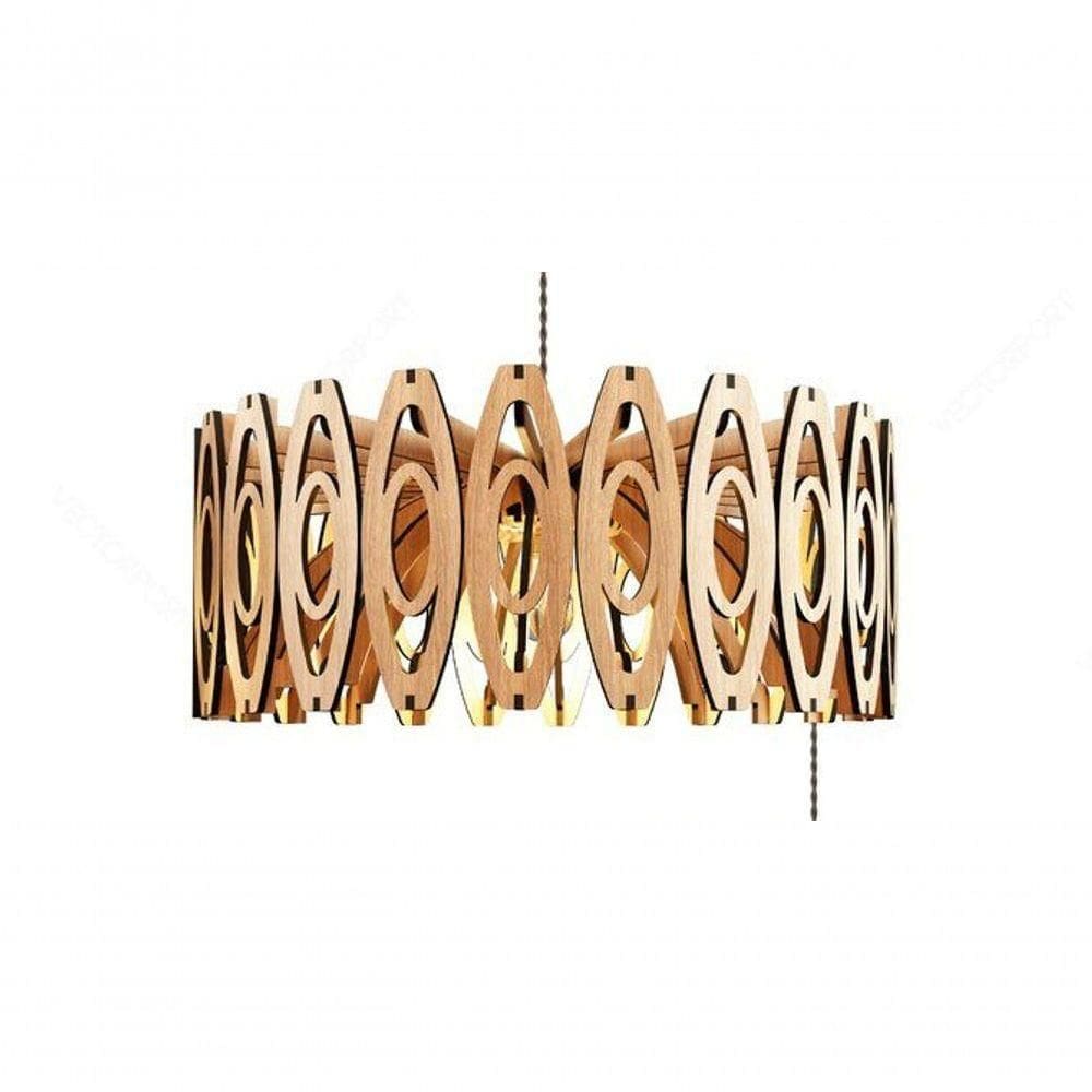 Luminária Teto Tipo Pendente Topázio Mdf - Completa - 02 Bolas Mdf Cru