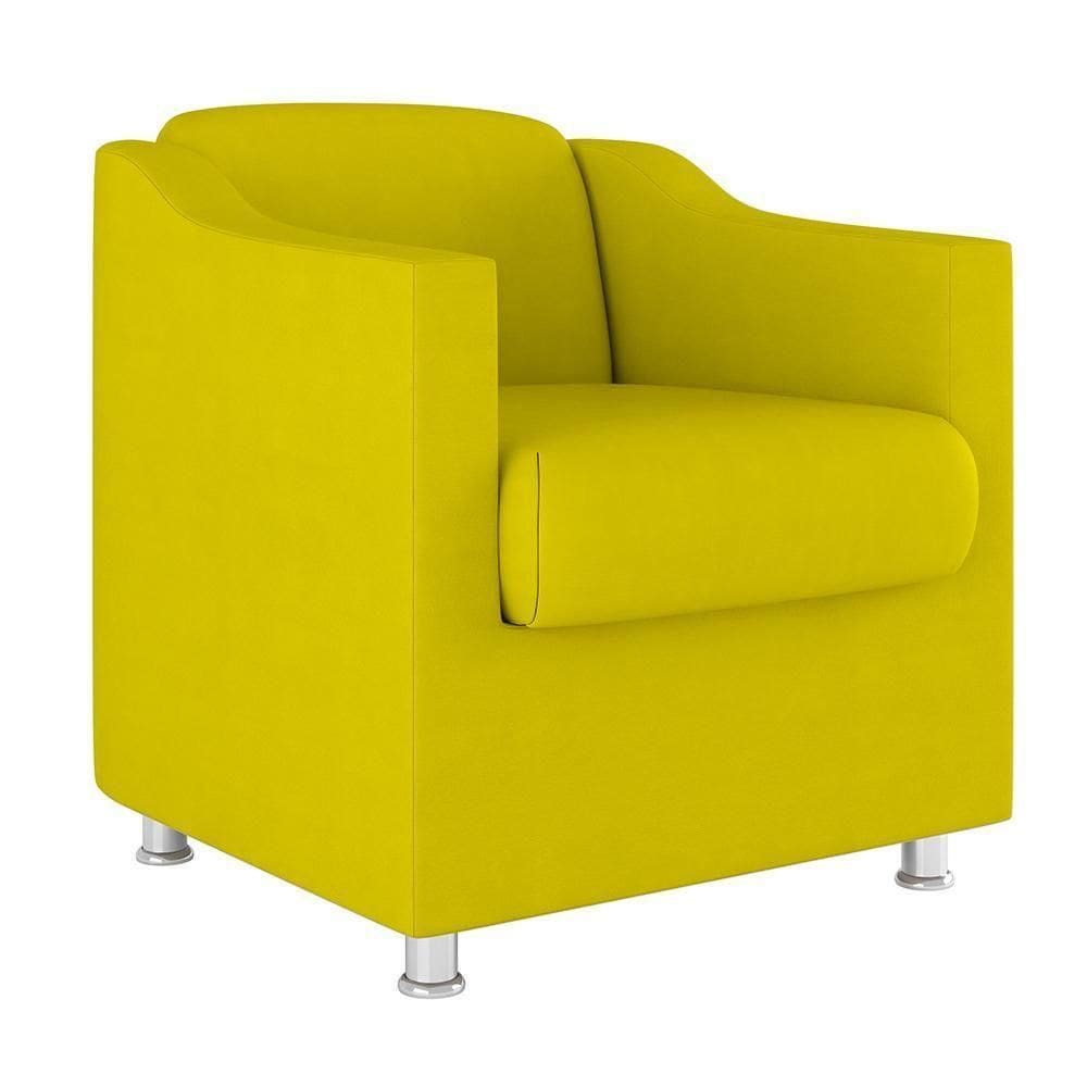 Poltrona Decorativa Com Base Reforçada Sala Quarto Jl Decor Amarelo