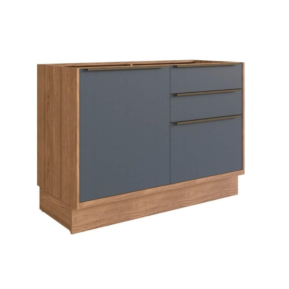 Gabinete p/ Pia Cozinha Balcão Versalis PH 3038 c/ 1 Porta e 3 Gavetas s/ Tampo 120cm Freijo/Grafite - Herval