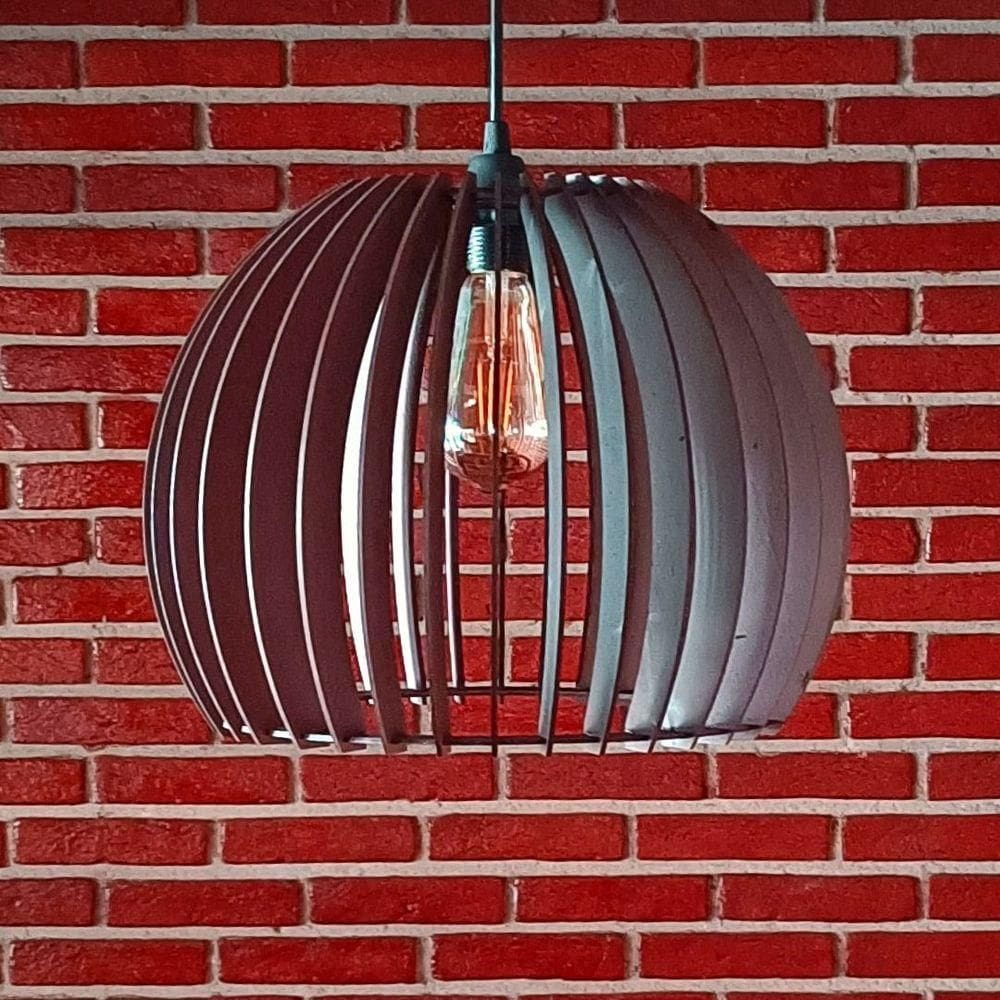 Luminária Teto Tipo Pendente Em Mdf Universo Completa - Marrom