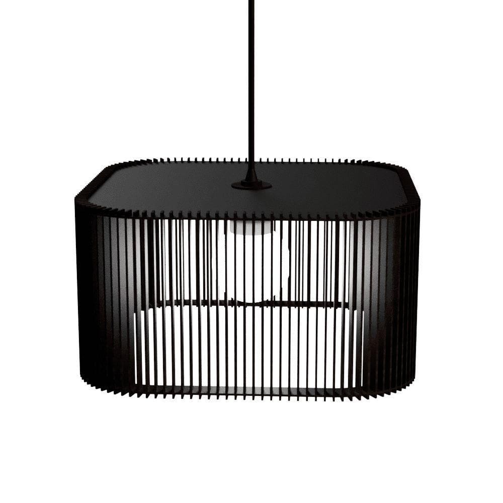Luminária Pendente Ayla Modelo Ripado - Preta