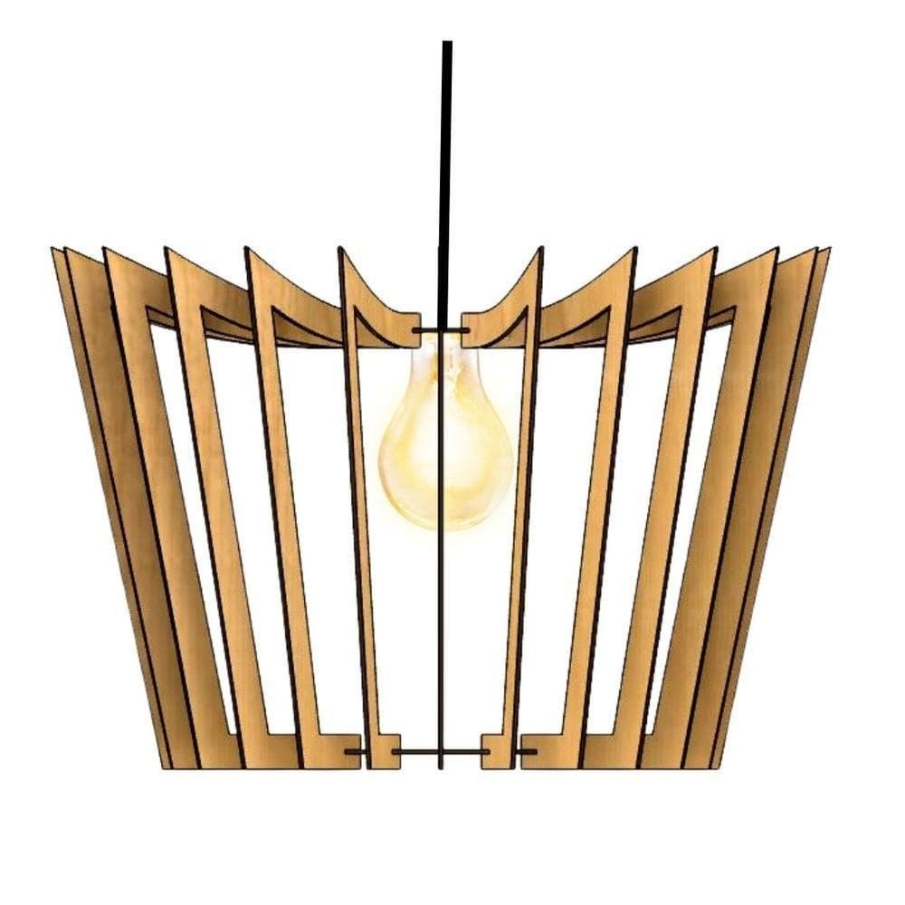 Luminária Teto Tipo Pendente Coroa Mdf Completa - MDF Cru