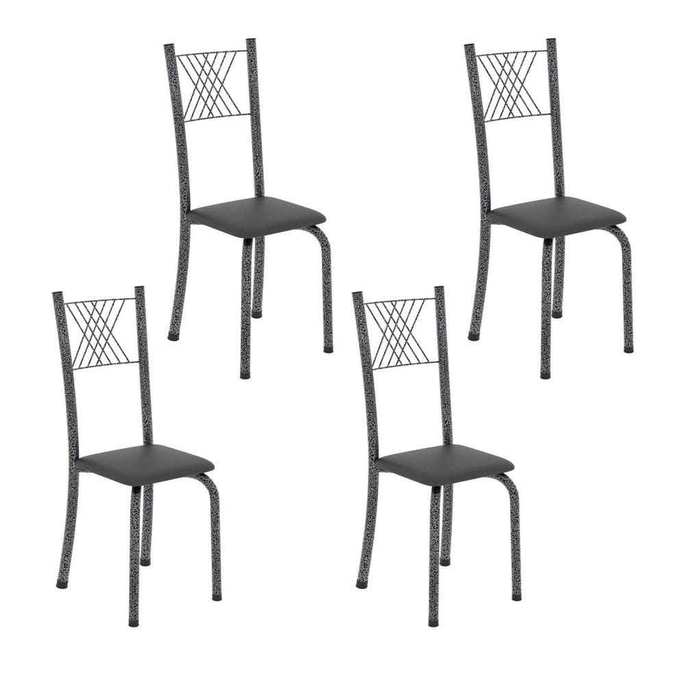 Cadeiras para Sala de Jantar 4 Unidades Sara Preto / Prata