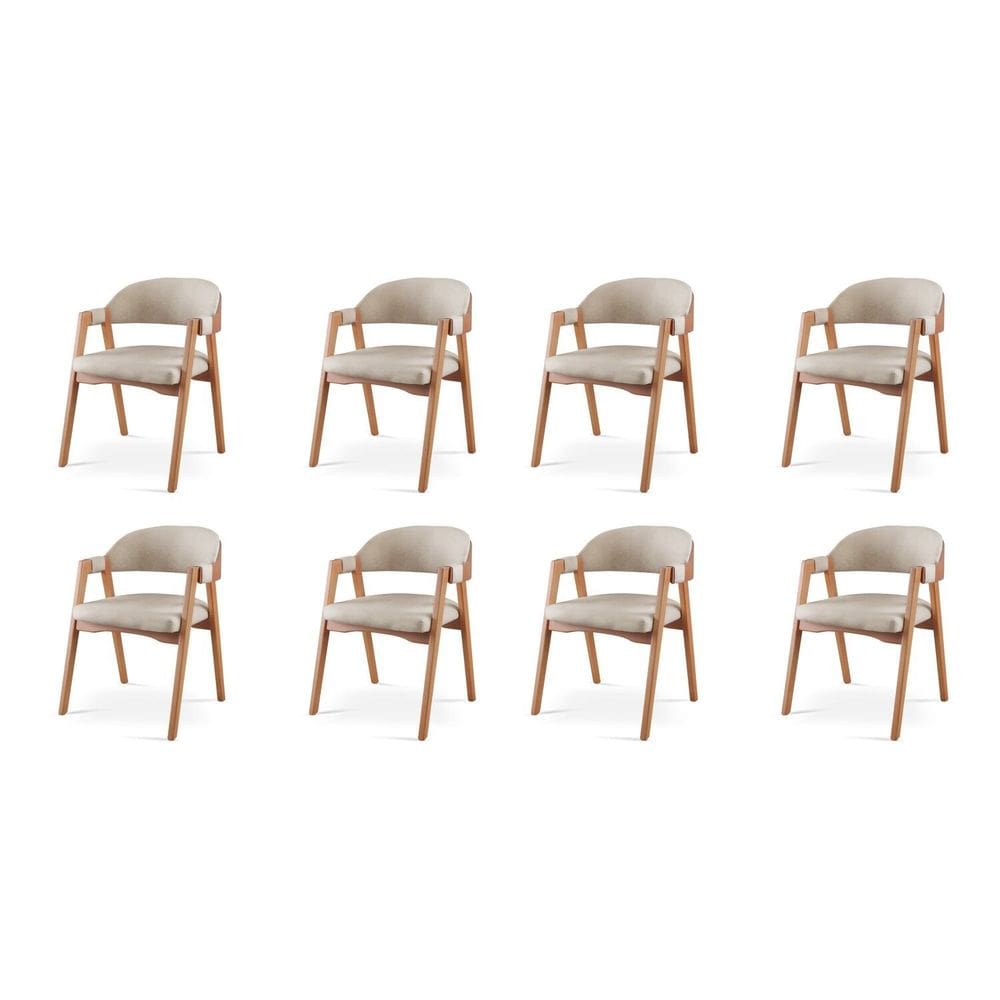 Kit 8 Cadeiras para Mesa de Jantar Gaia Bege