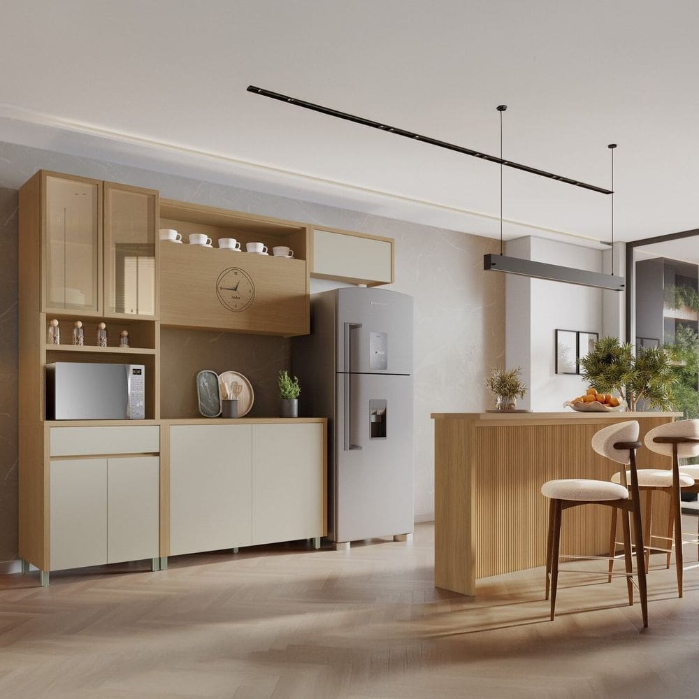 Cozinha Completa 5 Peças 8 Portas 1 Gavetas Carvalho/Greige