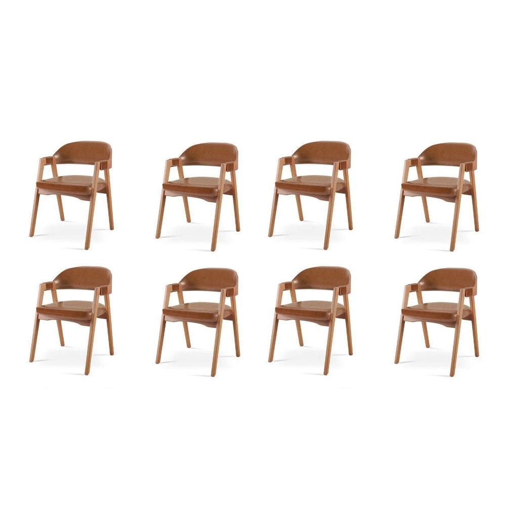 Kit 8 Cadeiras para Mesa de Jantar Gaia Caramelo
