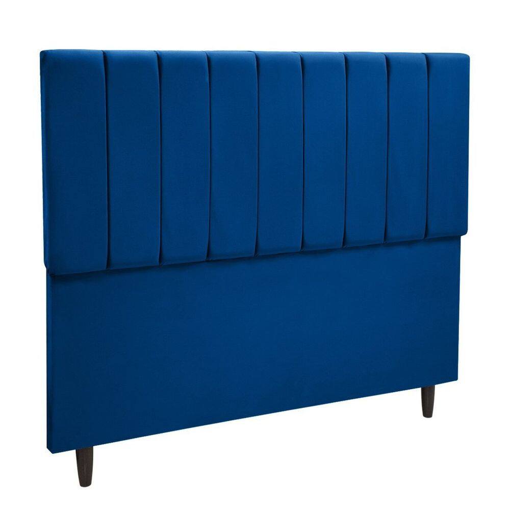 Cabeceira Cama Casal Veludo Premium Azul Marinho