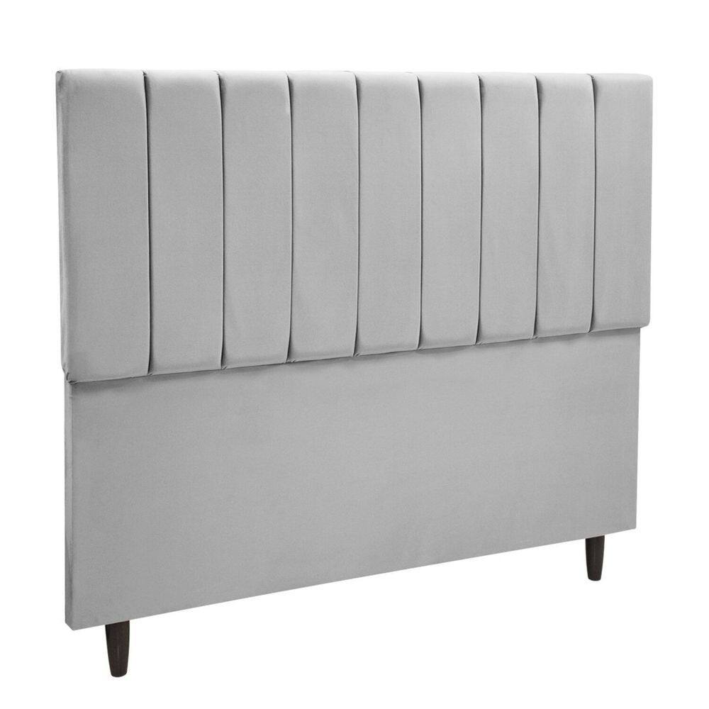Cabeceira Cama de Casal Veludo Premium Cinza