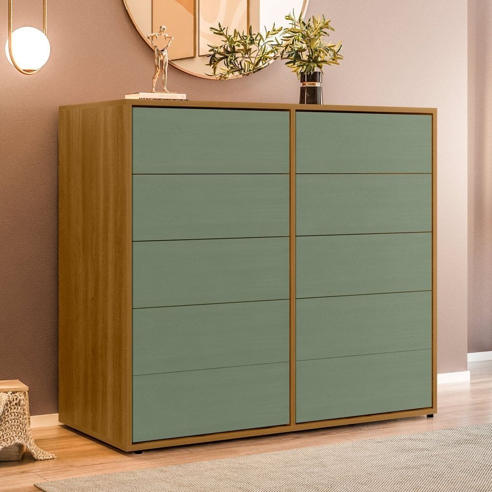 Cômoda para Quarto 10 Gavetas Melinda Freijó / Verde