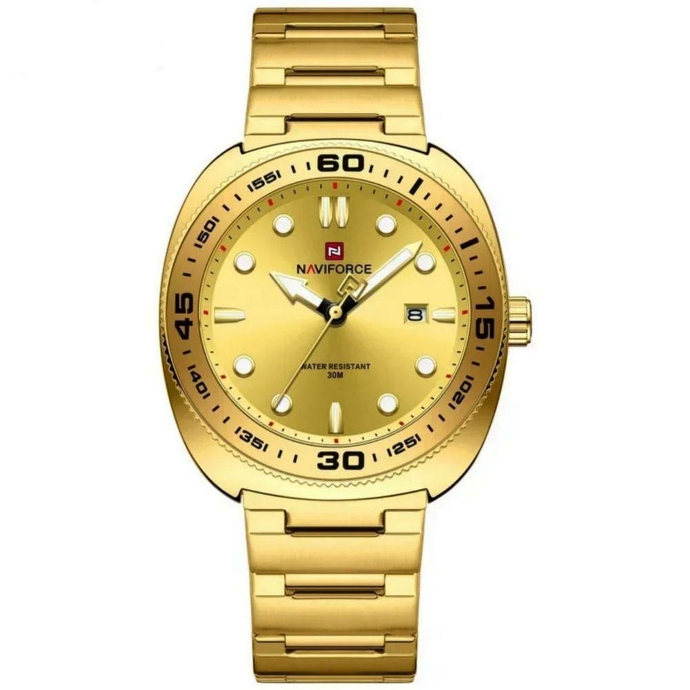Relógio Esportivo Masculino Pulseira De Aço Inoxidável 30m à Prova D `água Dourado