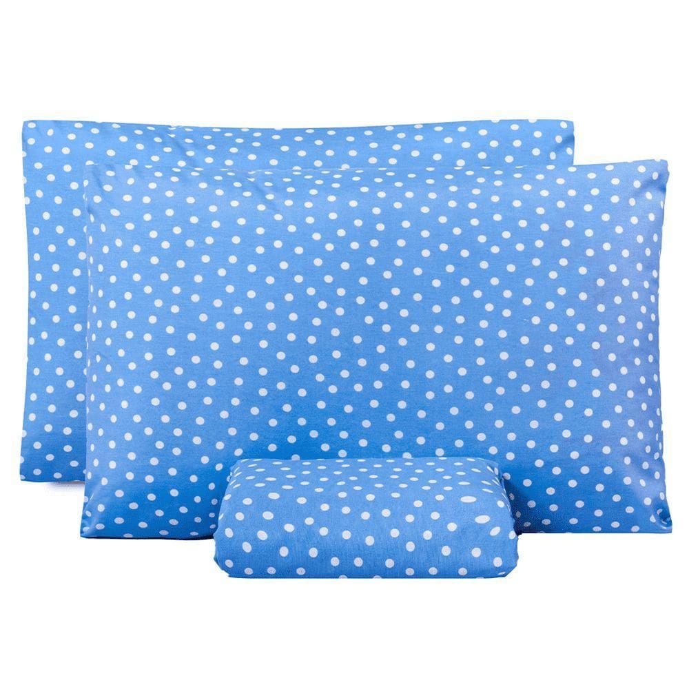 Jogo De Lençol King Classic Estampado 160 Fios 3 Peças - Poa Azul