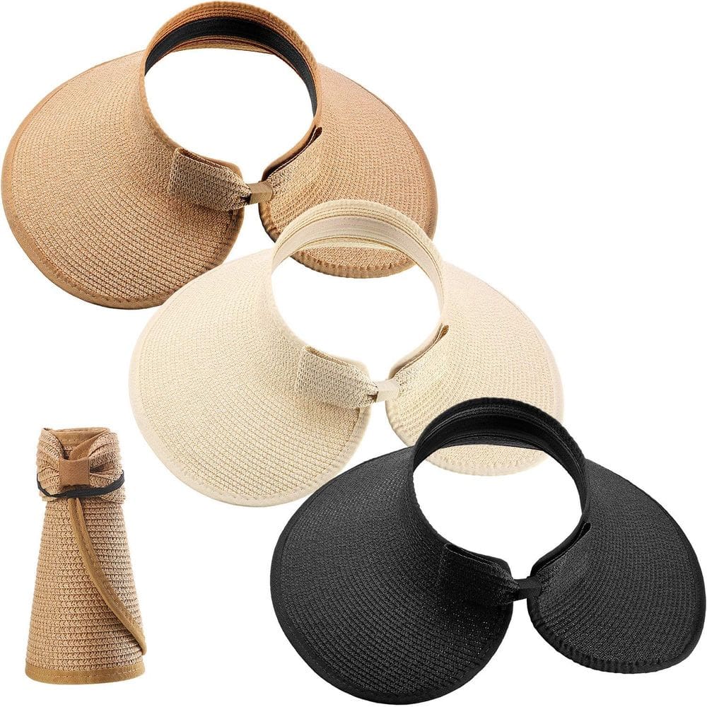 Chapéu de praia Sun Visor Satinior, canudo dobrável para mulheres x3