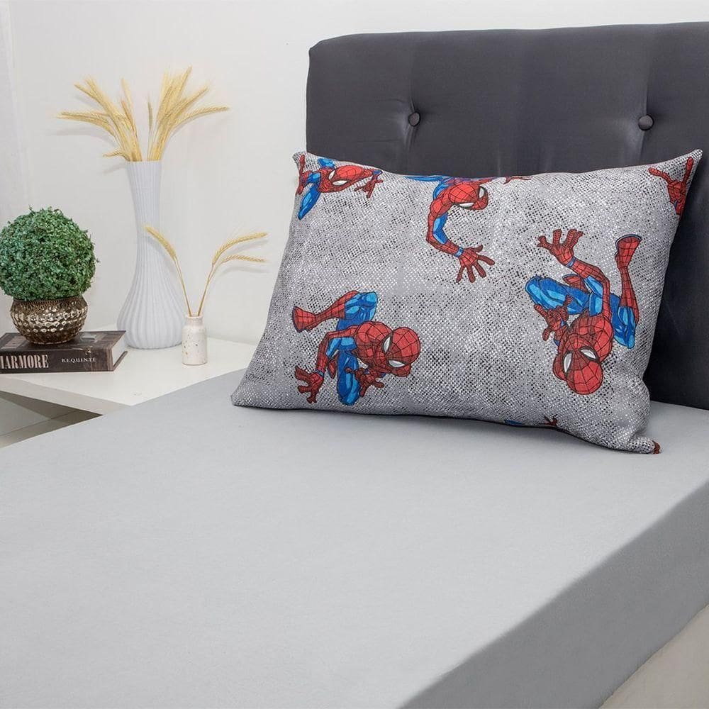 Jogo De Cama Solteiro 2 Pçs Homem-aranha 70% Algodão 30% Poliéster Spider Wall Cinza