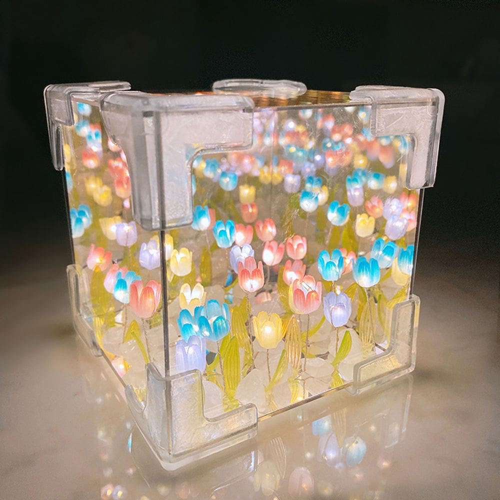 Lâmpada de espelho de luz noturna Tulip Garden DIY 12cm