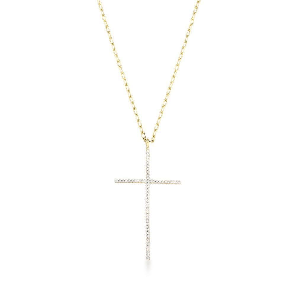 Luxo Sagrado: Colar Banhado Em Ouro 18k Com Crucifixo Detalhado Em Zircônia
