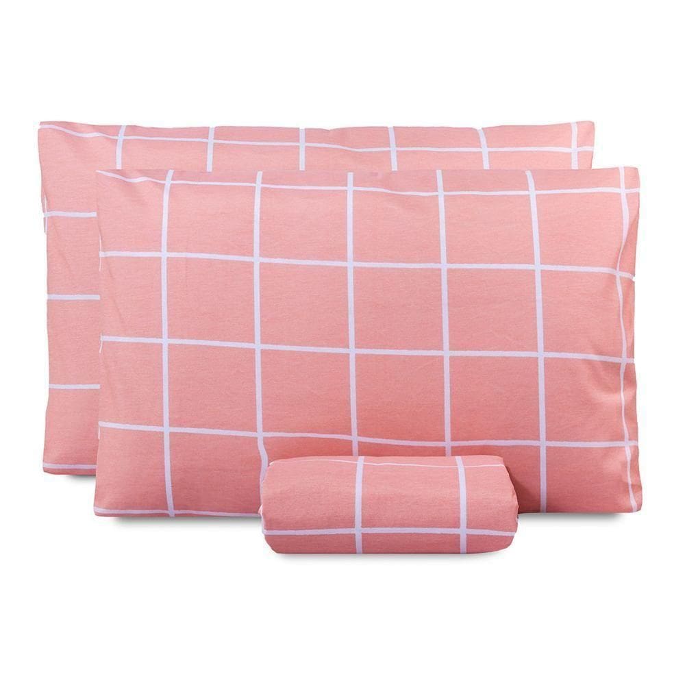 Jogo De Lençol King Classic Estampado 160 Fios 3 Peças - Grid Rose