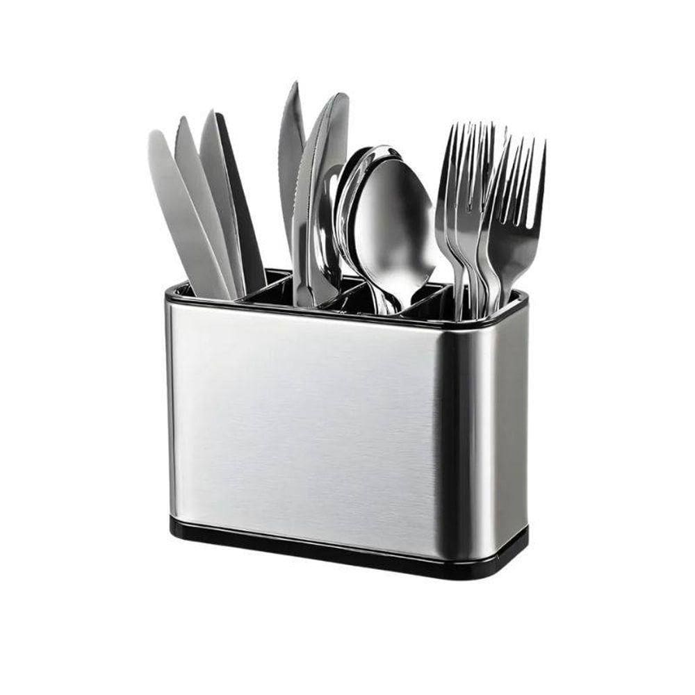 Suporte Escorredor De Talher Aço Inox Premium 4 Divisórias