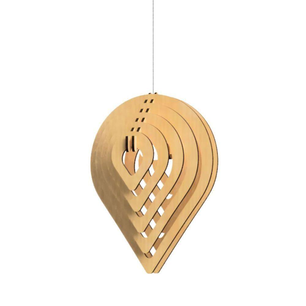 Luminária Teto Tipo Pendente Balão Mdf - Completa Mdf Cru