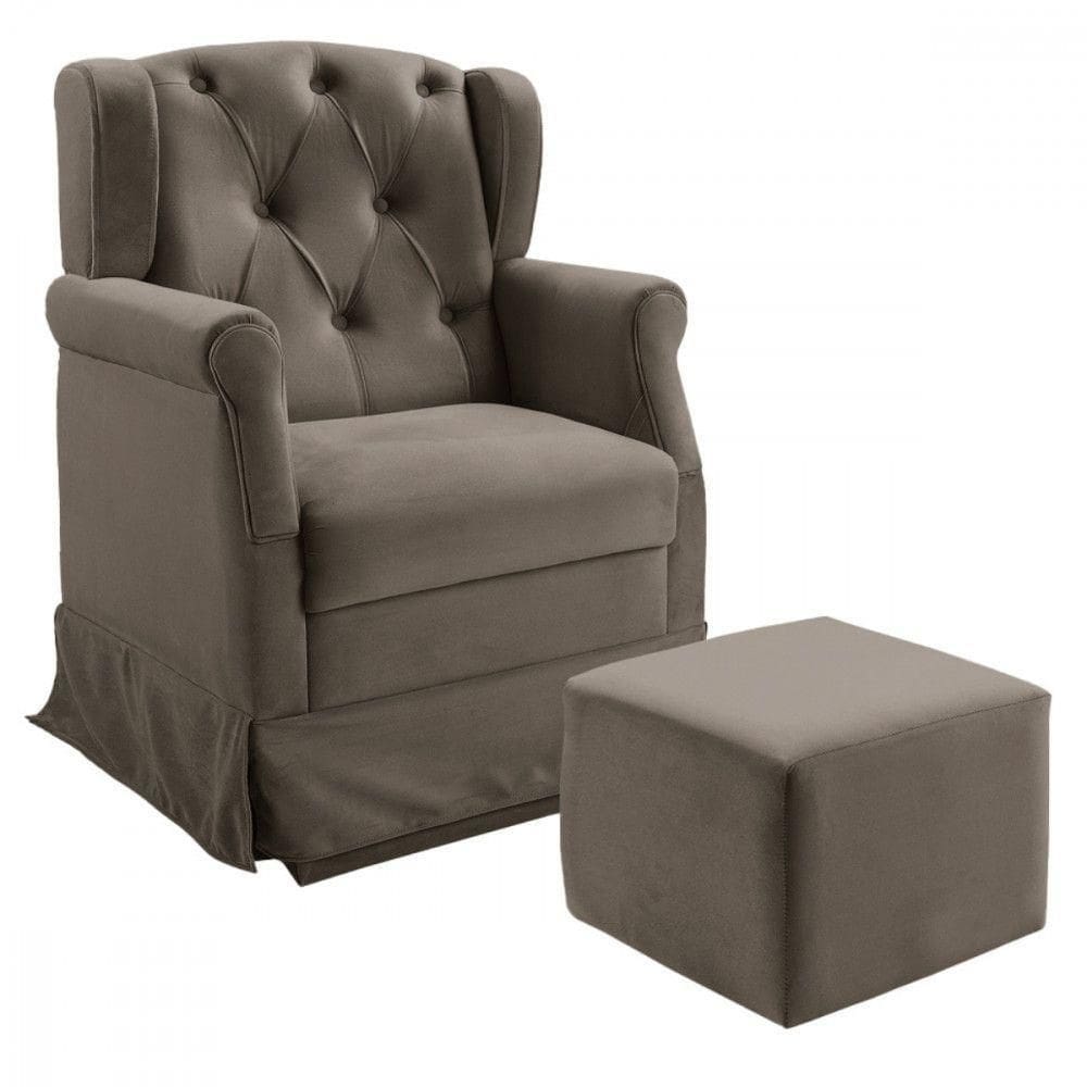 Poltrona De Amamentação Balanço Puff Ternura Suede Castor Castor