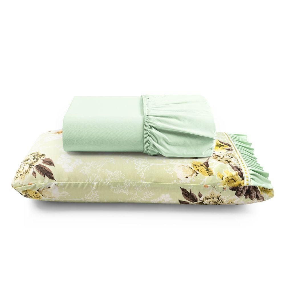 Jogo De Cama Lençol Solteiro Minuano 100% Algodão 2 Peças - Verde - 100% Algodão