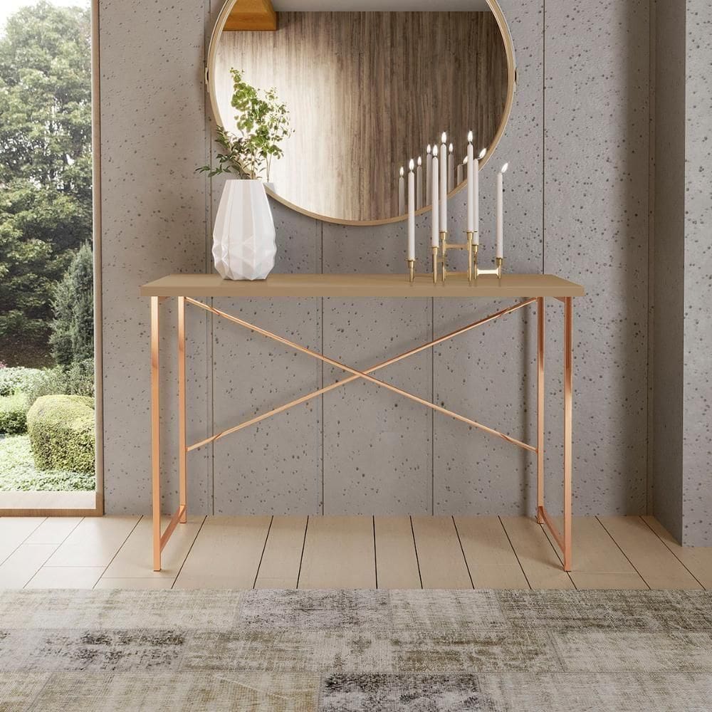 Aparador Steel 76 Cm Estilo Industrial Com Pés Em Aço Cobre/Fendi