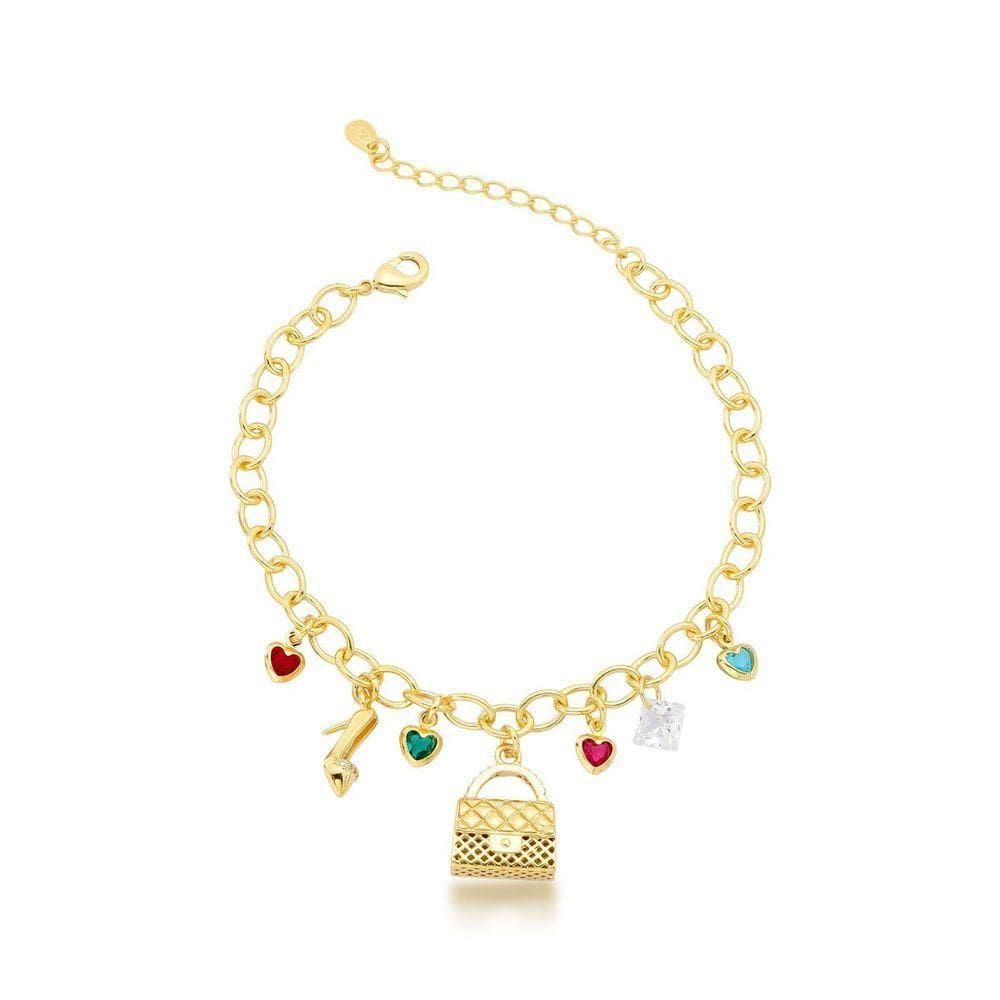 Pulseira Bolsa E Sapato Banhado A Ouro 18k