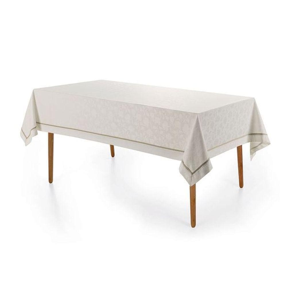 Toalha De Mesa Retangular 6 Lugares Antoni Branco/bege