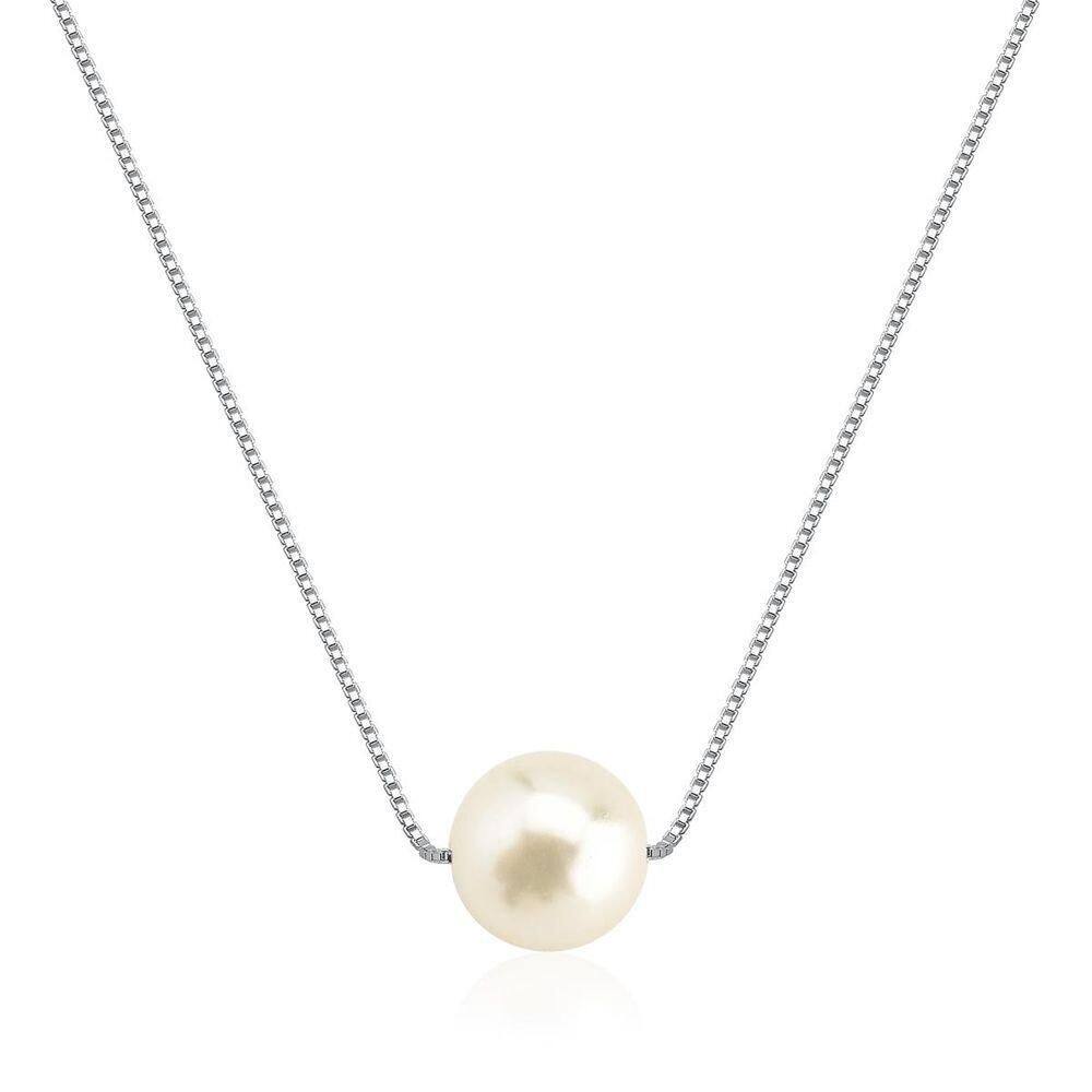 Colar Veneziana Com Perola 10mm Prata 925