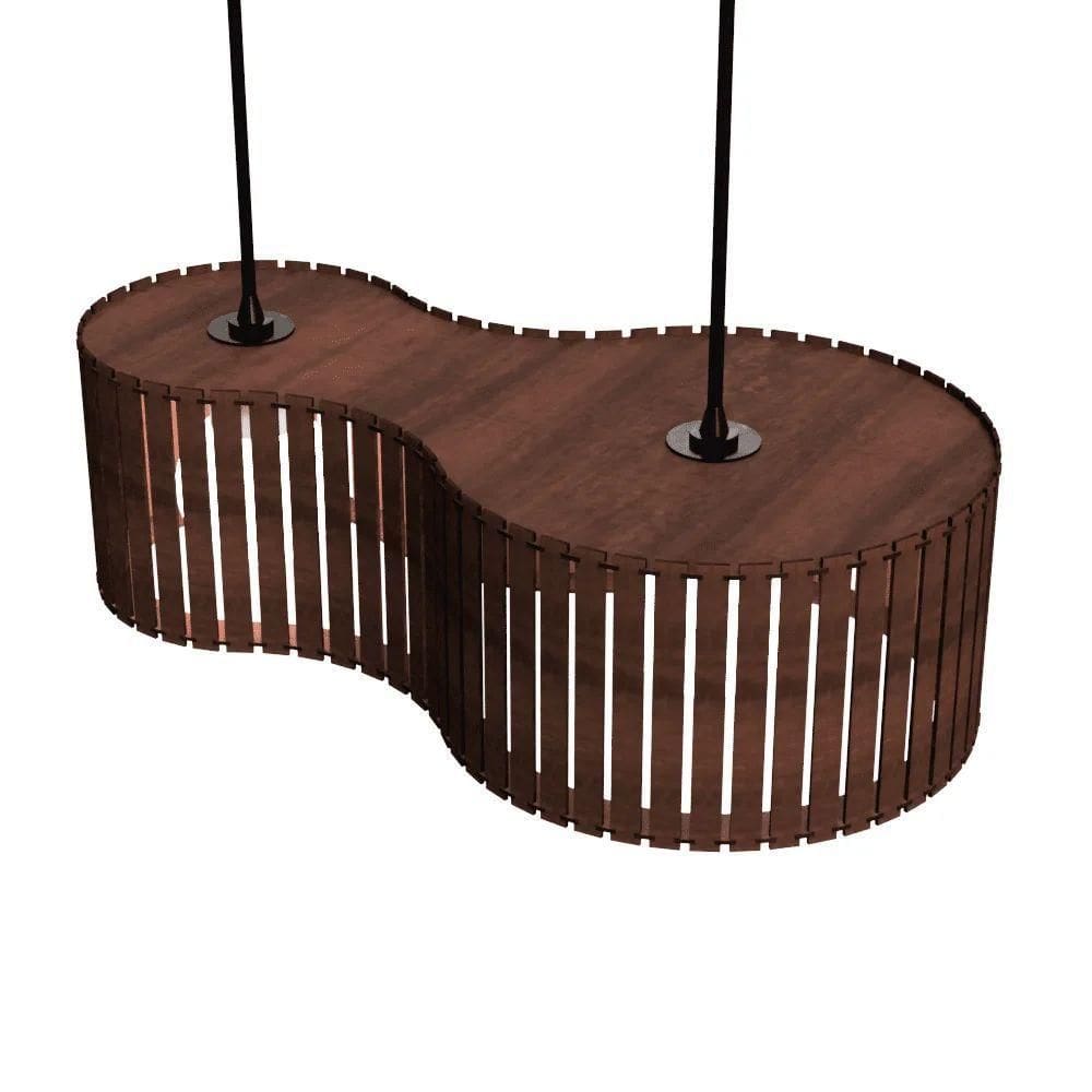 Luminária Pendente Infinita Modelo Ripado - Marrom