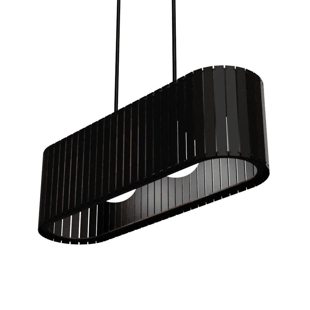 Luminária Pendente Belvedere Modelo Ripado - Preta
