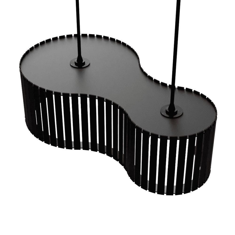 Luminária Pendente Infinita Modelo Ripado - Preta