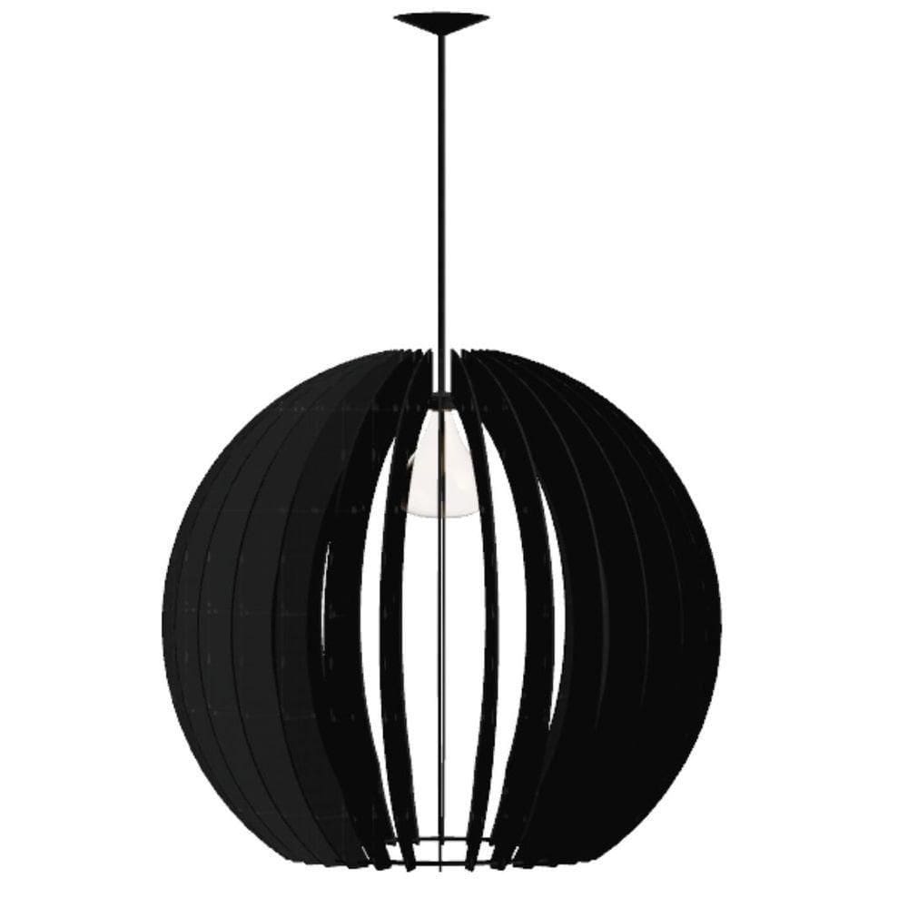 Luminária Teto Tipo Pendente Cupula Mdf Completa - Preta