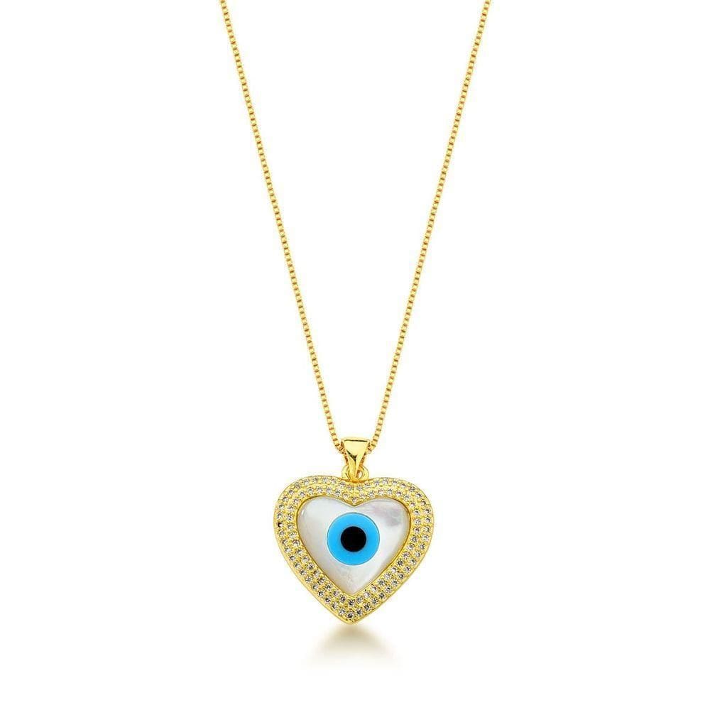 Colar Olho Grego Madreperola Banhado A Ouro 18k