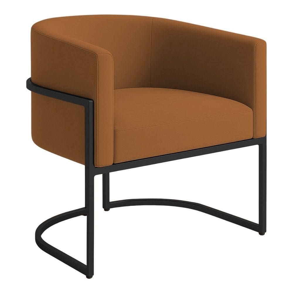 Poltrona Decorativa Luana Veludo Com Pés De Ferro Preto 7 Decor Terracota