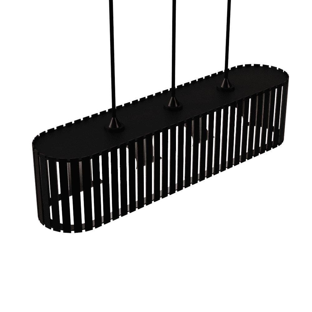 Luminária Pendente Via Láctea Modelo Ripado - Preta