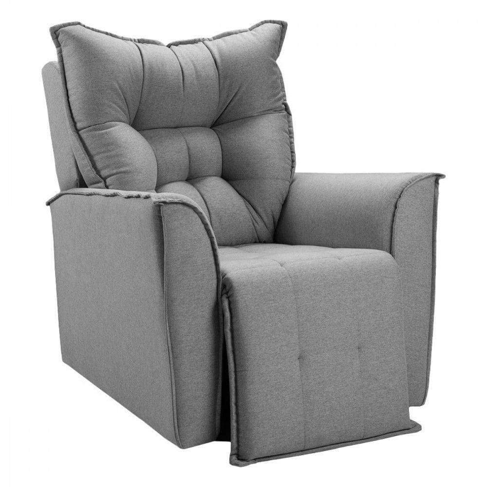 Poltrona Reclinavel Do Papai Para Sala King Tecido Linho Chumbo