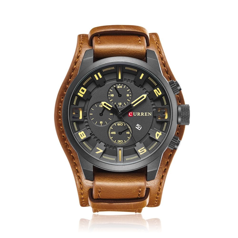 Relógio Masculino Curren 8225 Technos Preto E Marrom