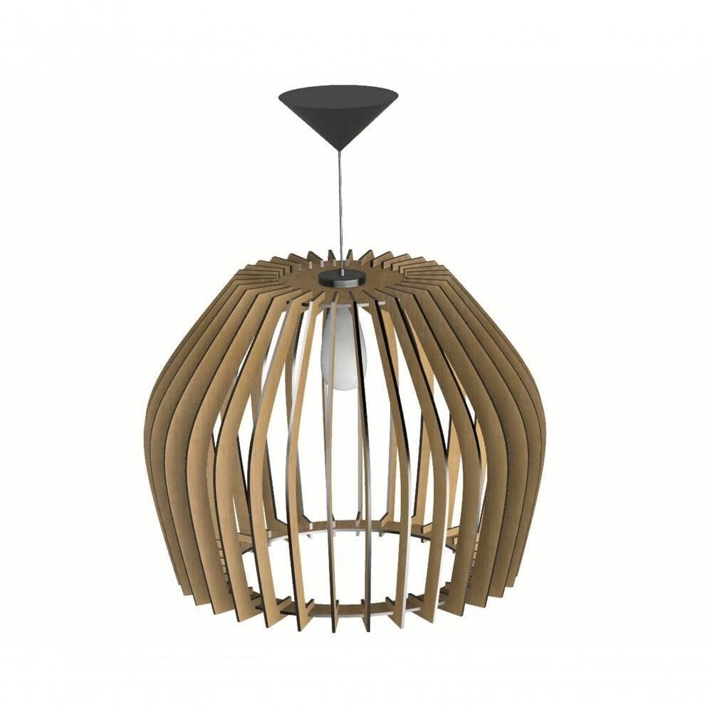 Luminária Teto Tipo Pendente Troia Mdf - Completa - Preta