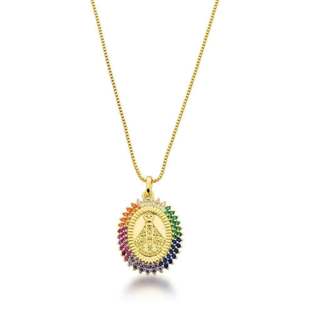 Colar Nossa Senhora Aparecida Banhado A Ouro 18k